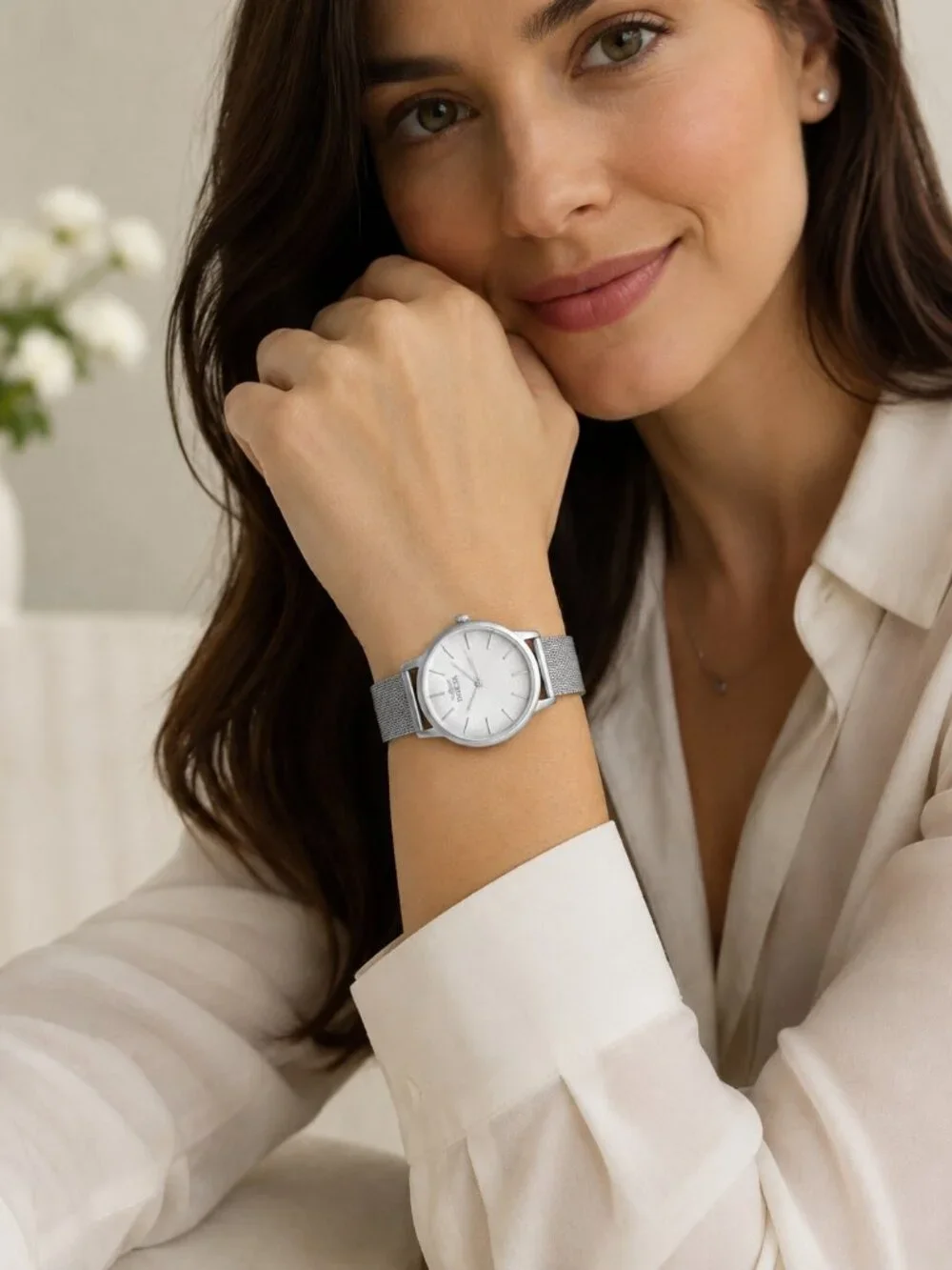 IInvicta Wildflower Maylen 48972 Silver Mesh Watch 38mm Unisex NIB